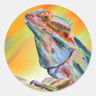 Sticker Rond Peinture numérique de dragon à coeur chromatique