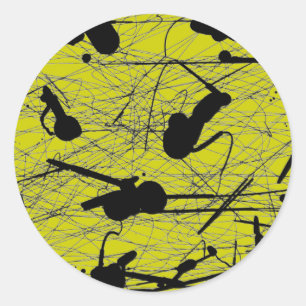 Sticker Rond Peinture originale en tache noire