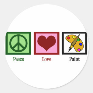 Sticker Rond Peinture Peace Love