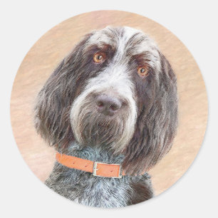Sticker Rond Peinture Spinone Italiano - Belle Art Original Chi