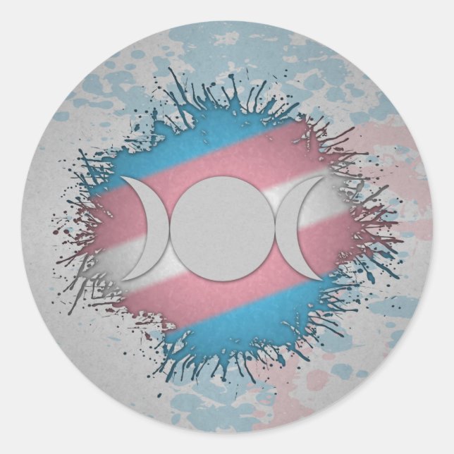 Sticker Rond Peinture Splatter TransgenreTriple Déesse Lune (Devant)