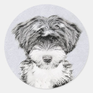 Sticker Rond Peinture Tibétaine Terrier - Cute Original Chien A