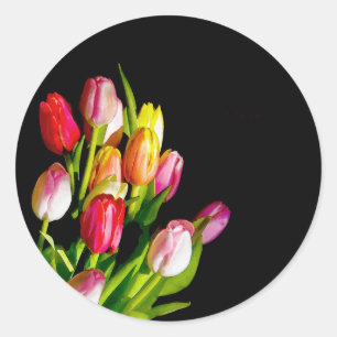 Sticker Rond Peinture Tulip - Art Fleur original