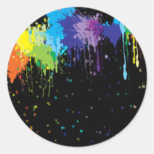 Sticker Rond Peintures à éclaboussures de couleurs Abstraites