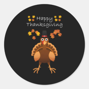 Sticker Rond Pèlerin du bon thanksgiving
