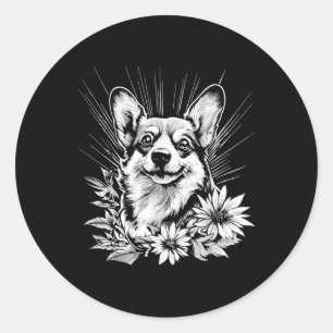 Sticker Rond Pembroke Welsh Corgi Amoureux des chiens tatouage
