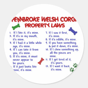 Sticker Rond PEMBROKE WELSH CORGI, propriété Lois 2