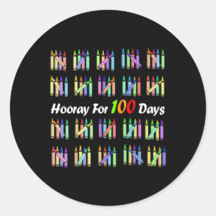 Sticker Rond Pendant 100 Jours Enseignants Enfants Joyeux 100E