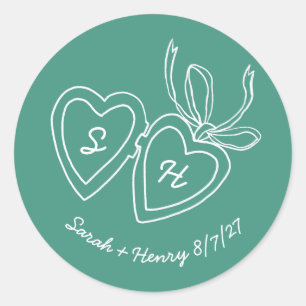 Sticker Rond Pendentif Coeur Fantaisiste Doodle Esquisse Modern