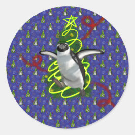 Sticker Rond Penguin Christmas