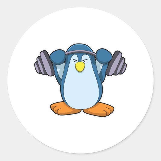 Sticker Rond Penguin de Bodybuilding avec cloches (Devant)