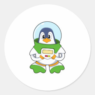 Sticker Rond Penguin en astronaute costume
