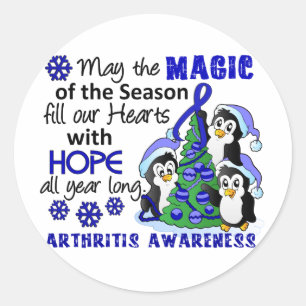 Sticker Rond Penguins de Noël Arthrite
