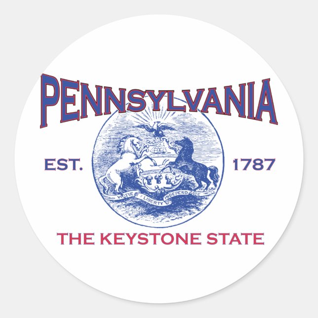 Sticker Rond PENNSYLVANIE L'État Clé (Devant)