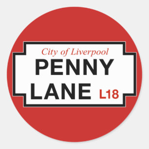Sticker Rond Penny Lane, panneau de rue, Liverpool, Royaume-Uni