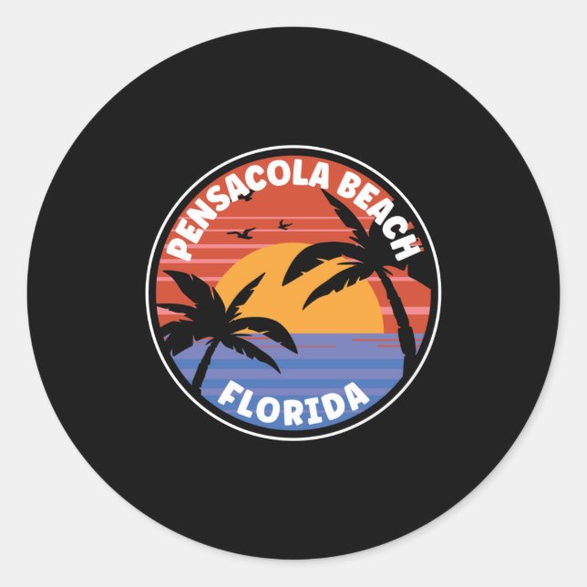 Sticker Rond Pensacola Beach Floride Sunset Paradise (Devant)