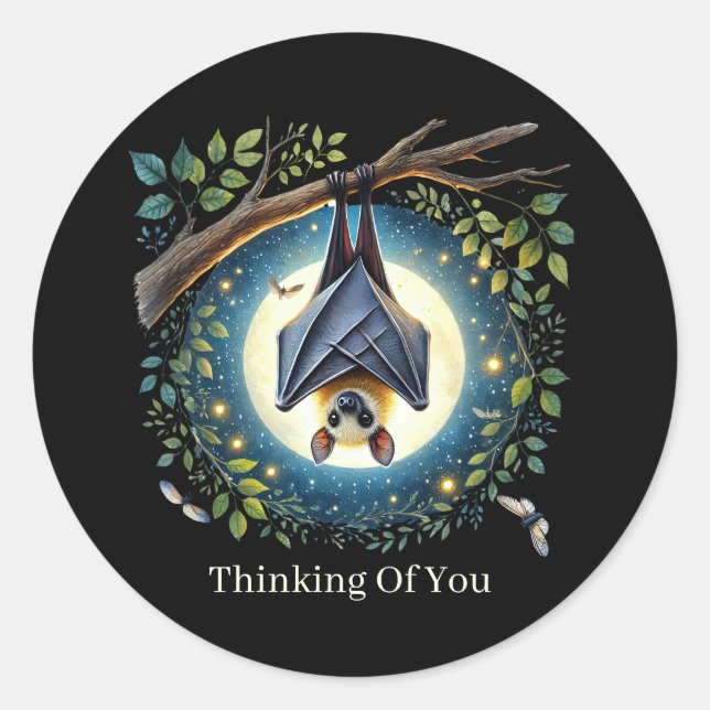 Sticker Rond pensée mignonne de vous batte personnalisable (Devant)
