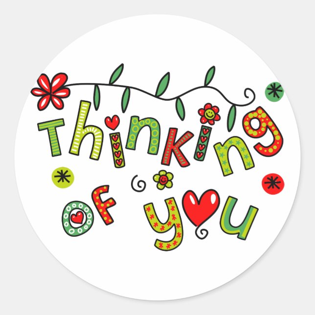 Sticker Rond Penser à votre dessin Doodle Texte (Devant)