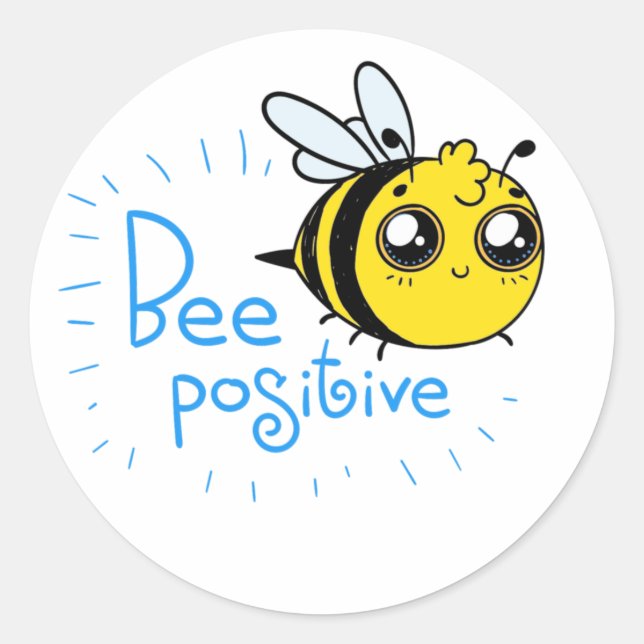 Sticker Rond Penser Positive Abee Positive Mignonne Abee (Devant)
