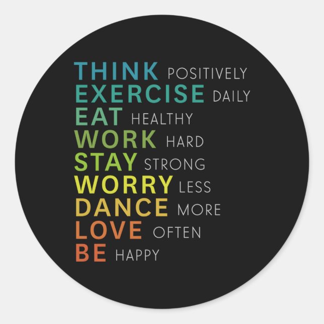 Sticker Rond Pensez à l'affirmation positive Motivation inspira (Devant)