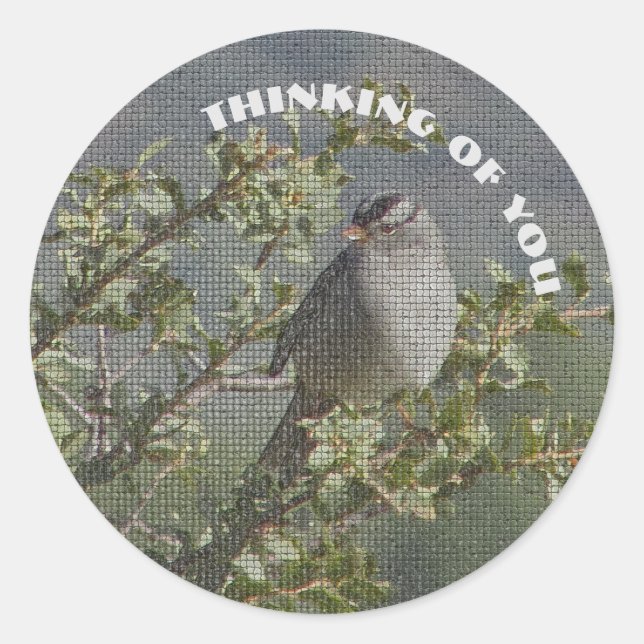 Sticker Rond Pensez à vous Petite Bruant Photo Mosaïque Oiseau (Devant)