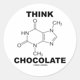Sticker Rond Pensez au chocolat (chimie de la molécule de théob