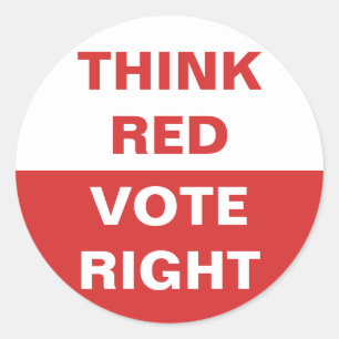 Sticker Rond Pensez la droite rouge de vote