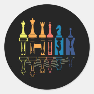 Sticker Rond Pensez Retro Vintage Chess Pièces Joueur Entraîneu