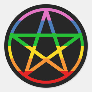 Sticker Rond Pentacle arc-en-ciel