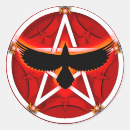 Sticker Rond Pentacle du corbeau - Rouge