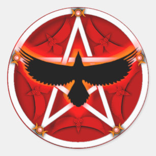 Sticker Rond Pentacle du corbeau - Rouge