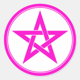 Sticker Rond pentacle rose