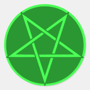 Sticker Rond Pentagone étoilé au néon de pentagramme de vert de