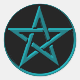 Sticker Rond pentagramme bleu