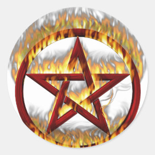 Sticker Rond Pentagramme flamboyant