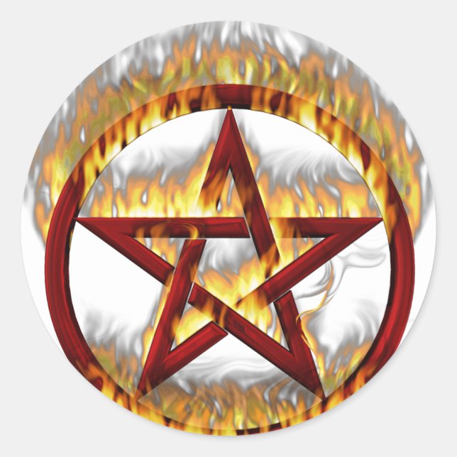 Sticker Rond Pentagramme flamboyant (Devant)