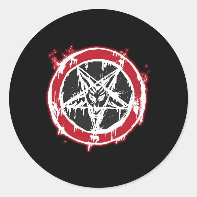 Sticker Rond Pentagramme inversé Baphomet (Devant)