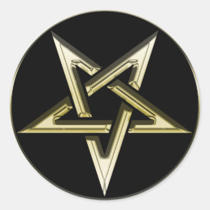 Sticker Rond Pentagramme inversé d'or