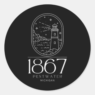 Sticker Rond Pentwater Michigan Michigander État Mi Voyage Boa