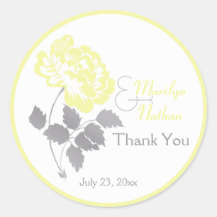 Sticker Rond Peony jaune avec Stick rond gris et blanc de 1,5 p
