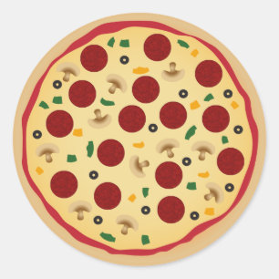 Sticker Rond Pepperoni et fête d'anniversaire végétarienne d