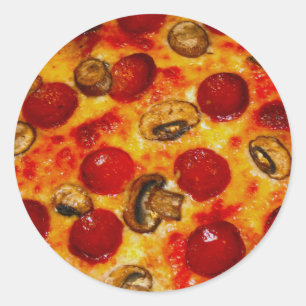 Sticker Rond Pepperoni et Pizza aux champignons