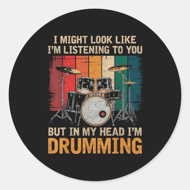 Sticker Rond Percussionist Drumming For Drum Set Lover Drummers (Devant)