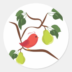 Sticker Rond Perdrix dans le poirier