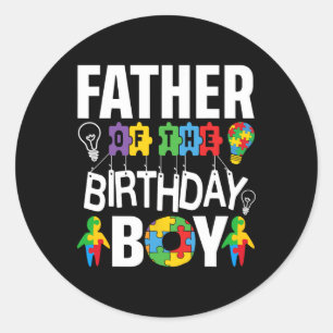 Sticker Rond Père De L'Anniversaire Garçon Autisme Papa