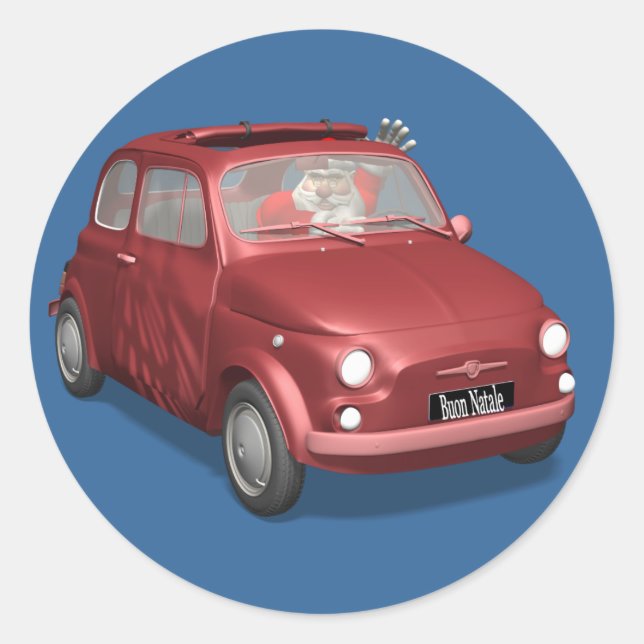 Sticker Rond Père Noël À Fiat 500 (Devant)