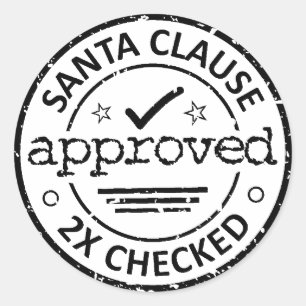 Sticker Rond Père Noël Approuvé 2 x Noël Vérifié