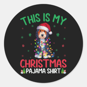 Sticker Rond Père Noël Bernedoodé Chien Christ