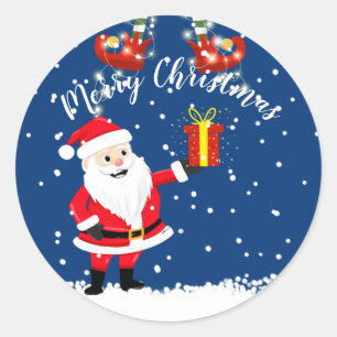 Sticker Rond père Noël cadeau elf joyeux noël 