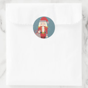 Sticker Rond Père Noël casse-noisette blond Noël sarcelle